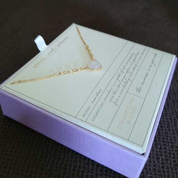 Olivia and Jackson Stationary Moonstone🌙 Heart❤️ Necklace - NIB - Picture 11 of 16